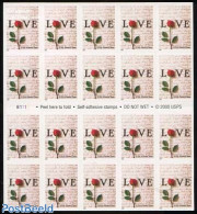 United States Of America 2001 Love Foil Sheet, Mint NH, Nature - Various - Roses - Greetings & Wishing Stamps - Art - .. - Ongebruikt