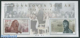 Norway 2014 Grunnloven 200 Years S/s, Mint NH, Nature - Various - Cat Family - Uniforms - Art - Sculpture - Nuovi