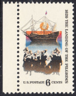 !a! USA Sc# 1420 MNH SINGLE W/ Left Margin - Landing Of The Pilgrims - Ungebraucht