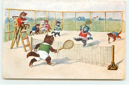 Animaux Habillés - Chats Jouant Un Match De Tennis - Dressed Animals