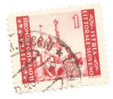 (COLONIE E POSSEDIMENTI) 1945, TIRATURA DI LUBIANA, 1L - Francobollo Usato (CAT. SASSONE N.3) - Occ. Yougoslave: Littoral Slovène