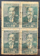 C 266 Brazil Stamp Centenario Orville Adalbert Derby Geologia Science 1951 Block Of 4 Circulated - Gebruikt