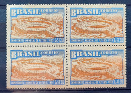 A 75 Brazil Stamp World Football Championship Maracana Stadium 1950 Block Of 4 6 - Ungebraucht