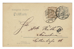 EP E.P. Entier Postale Ganzsache Deutschland Konigreich Bayern Muenchen 1907 Postkarte Passau - Enteros Postales