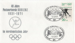 Germany Deutschland 1971 FDC Olympischen Spiele Olympic Games Munchen, Speed Skating, Canceled In Koblenz - 1971-1980