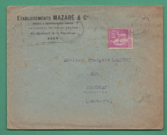 47 Agen Mazaré Et Cie Oblitération Agen 1933 Sur Timbre Type Paix 40 Ct - 1900 – 1949