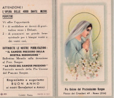 Calendarietto - Pia Unione Del Preziosissimo Sangue - Roma - Anno 1956 - Petit Format : 1941-60