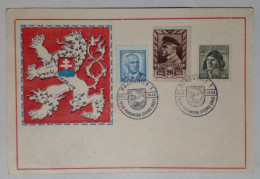 Tchécoslovaquie - Carte Postale Avec Héraldique Et Timbres (1946) - Unused Stamps