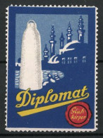 Reklamemarke Diplomat Glühkörper, Glühstrumpf Und Stadtansicht  - Cinderellas