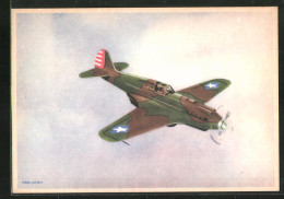 Künstler-AK Van Looij, Flugzeug, Curtiss Tomahawk, Jagdflugzeug  - 1939-1945: 2. Weltkrieg