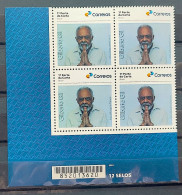 SI 19 Brazil Institutional Stamp Gilberto Gil Music 2024 Block Of 4 Bar Code - Personalized Stamps
