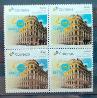 PB 17 Brazil Personalized Stamp Brapex Historic Building Map Gomado 2015 Block Of 4 - Personnalisés