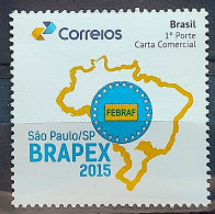 PB 16 Brazil Personalized Stamp Brapex Maps Logo Gumado 2015 - Personalized Stamps