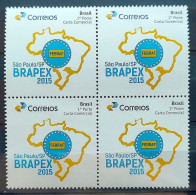 PB 16 Brazil Personalized Stamp Brapex Maps Logo Gomado 2015 Block Of 4 - Personnalisés