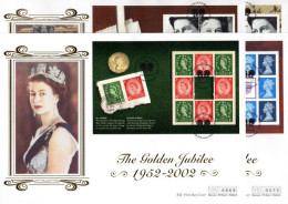 2002 Golden Jubilee Prestige Mercury Booklet Panes First Day Cover. - 2001-2010 Dezimalausgaben