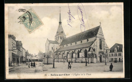 CPA Selles-sur-Cher, L`Église Et La Place  - Selles Sur Cher