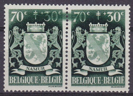 Belgique - Paire N°719 ** 70c+30c Namur 1945 - Curiosité: Maculature Sur Les Deux Timbres - Variétés/Curios.