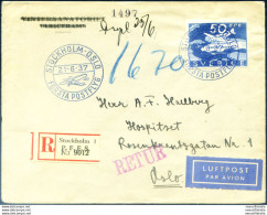 1° Volo Postale Stoccolma-Oslo 1937. Raccomandata. - Andere & Zonder Classificatie