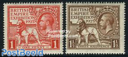 Great Britain 1925 British Empire Exp. 2v, Mint NH, Nature - Cat Family - Neufs