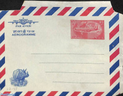 India 1967 Aerogramme 65p, Unused Postal Stationary, Nature - Transport - Rhinoceros - Aircraft & Aviation - Brieven En Documenten