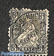 Switzerland 1862 3c Greyblack, Used, Used Stamps - Used Stamps