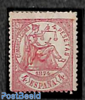 Spain 1874 4pta Rosa, MH, Unused (hinged) - Unused Stamps