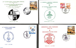 Yugoslavia 1991 Lot Of 4 Cards With Special Chess Cancellations, Postal History, Sport - Chess - Lettres & Documents