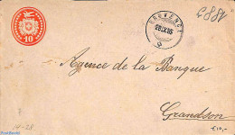 Switzerland 1885 Envelope 10c From PROVENCE To GRANDSON, Used Postal Stationary - Briefe U. Dokumente