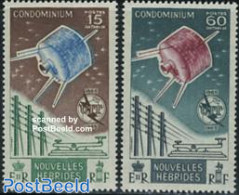 New Hebrides 1965 100 Years I.T.U. 2v F, Unused (hinged), Transport - Various - Space Exploration - I.T.U. - Ungebraucht