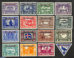 Iceland 1930 On Service 16v, Unused (hinged), Nature - Transport - Birds - Ships And Boats - Other & Unclassified