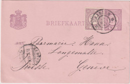 * NETHERLANDS > 1898 POSTAL HISTORY > Stationary Card From Harlem To Geneve, Suisse - Covers & Documents