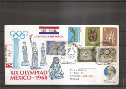 Grèce - JO De Mexico -1968 ( Lettre Commémorative Recommandée Par Avion De Olympie Vers La Grande-Bretagne à Voir) - Covers & Documents