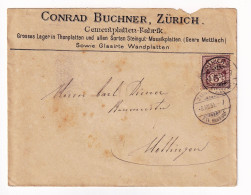 Lettre 1894 Suisse Zurich Fil. Bahnhof Conrad Buchner Cementplatten Fabrik Gare Mosaik Platten Mosaïque Mosaic - Briefe U. Dokumente