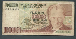 BILLET  Turquie - Billet De 100000 Lira - Mustapha Kemal Ataturk - 1970 - G84247358 - Laura 10321 - Turkey