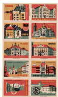 Czech Republic, 10 X Matchbox Labels, Muzeum Morava Cheb Plzen Teplice Karlovy Vary Hradec Králové Liberec Kutná Hora - Zündholzschachteletiketten