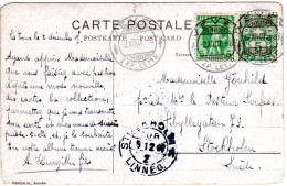 Schweiz 1907, 5+5 C. Wertgleiche Mischfrankatur Auf AK V. Vevey N. Schweden - Briefe U. Dokumente