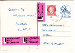Schweden 1984, 1,90+3 Kr. Auf Karte M. Wochenendzustellung. Lördagsutdelning. - Lettres & Documents