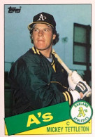 120T Mickey Tettleton - Oakland Athletics - Carte Topps Baseball 1985 - Other & Unclassified