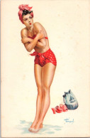 Illustration Signé André Bermond - Pin-up - Belle Femme En Maillot De Bain - Bermond