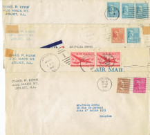 4 Envelopes From Chas. P. Kerr, Mack St., Joliet, Illinois (Year 1947 - Sent To Belgium) - Briefe U. Dokumente