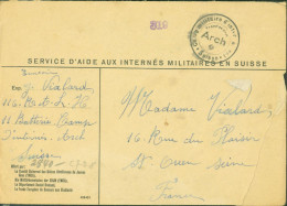 Guerre 40 Suisse Service D'aide Internés Militaires En Suisse Cachet Camp Militaire D'internement Arch Censure Wehrmacht - Postmarks