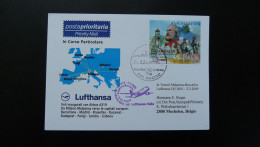 Premier Vol First Flight San Marino Bruxelles Via Milano Airbus A319 Lufthansa 2009 - Lettres & Documents