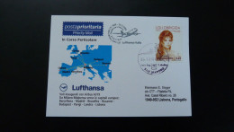 Premier Vol First Flight San Marino To Lisbon Portugal Via Milano Airbus A319 Lufthansa 2009 - Covers & Documents