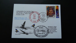 Premier Vol First Flight New York Puerto Rico Airbus A320 Lufthansa 2009 - Lettres & Documents