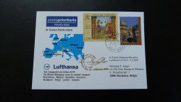 Premier Vol First Flight Vatican Bruxelles Via Milano Airbus A319 Lufthansa 2009 - Covers & Documents
