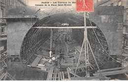 PARIS - Les Travaux Du Métropolitain - Caisson De La Place Saint Michel - Très Bon état - Métro Parisien, Gares