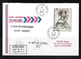 90 - Y&T PA68 Adèle Dumont D'URVILLE Sur Pli CROZET Du 3.2.1982.Cachet METEO Et Signature Du Gérant Postal. - Brieven En Documenten