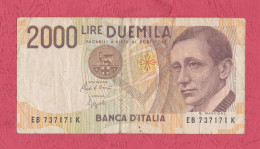 Italy,1992- 2000 Lire. Prefix EB- Obverse  Guglielmo Marconi Head On The Left. Reverse Marconi’s Yacht  Circulated, - 2000 Liras