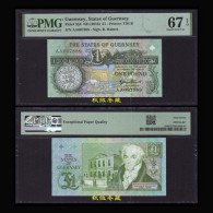 Guernsey 1 Pound 2021, Paper, AA Prefix, Lucky Number 888, PMG67 - Guernsey