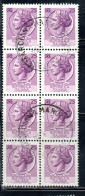 ITALIA REPUBBLICA ITALY REPUBLIC 1968 - 1976 SIRACUSANA TURRITA STELLE STARS LIRE 25 BLOCCO USATO BLOCK USED OBLITERE' - 1961-70: Used